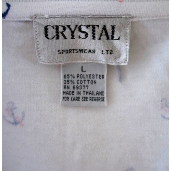 Vintage 80s White Nautical Polo Shirt L Coastal Sailor Preppy Cape Cod Nantucket - Picture 2 of 7